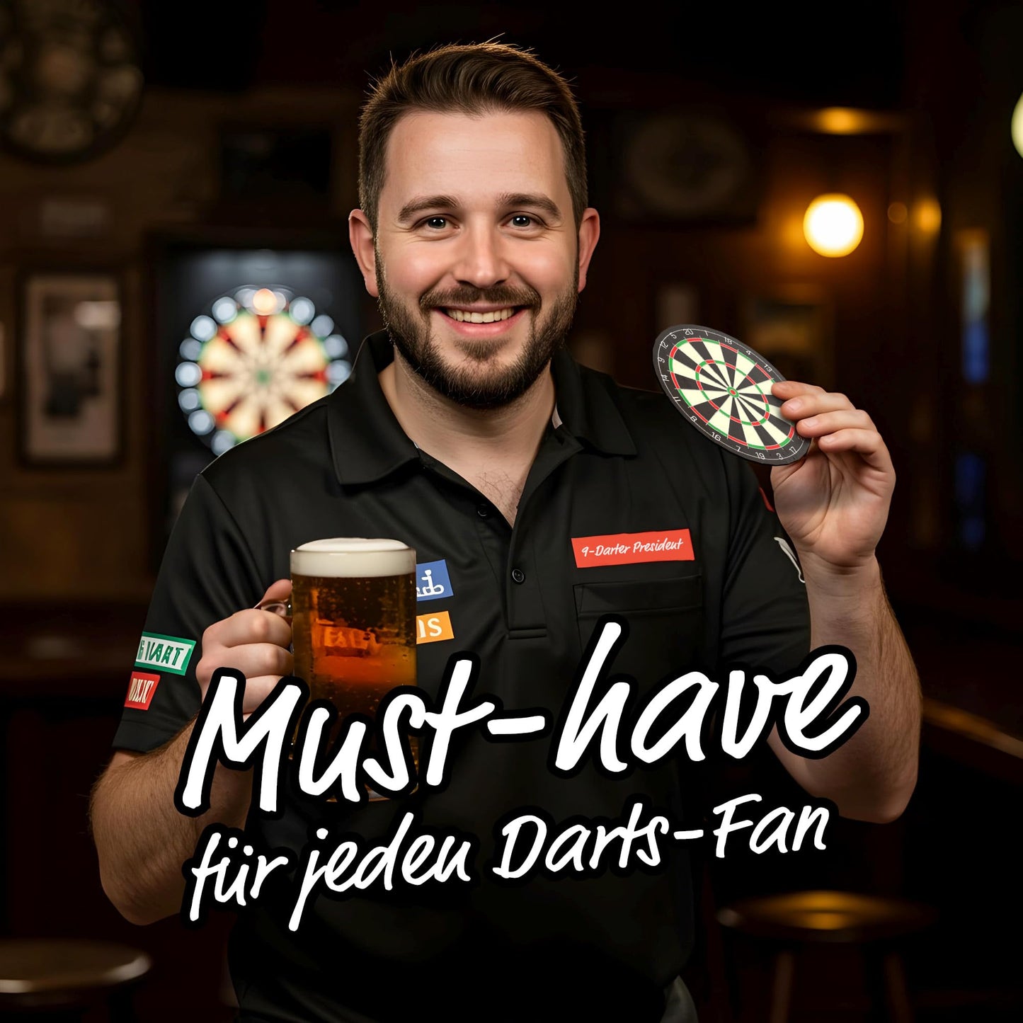 Dart Bierdeckel 12er-Set – beidseitig bedruckt mit Dartscheibe & Spruch | Dart Deko & Geschenkidee