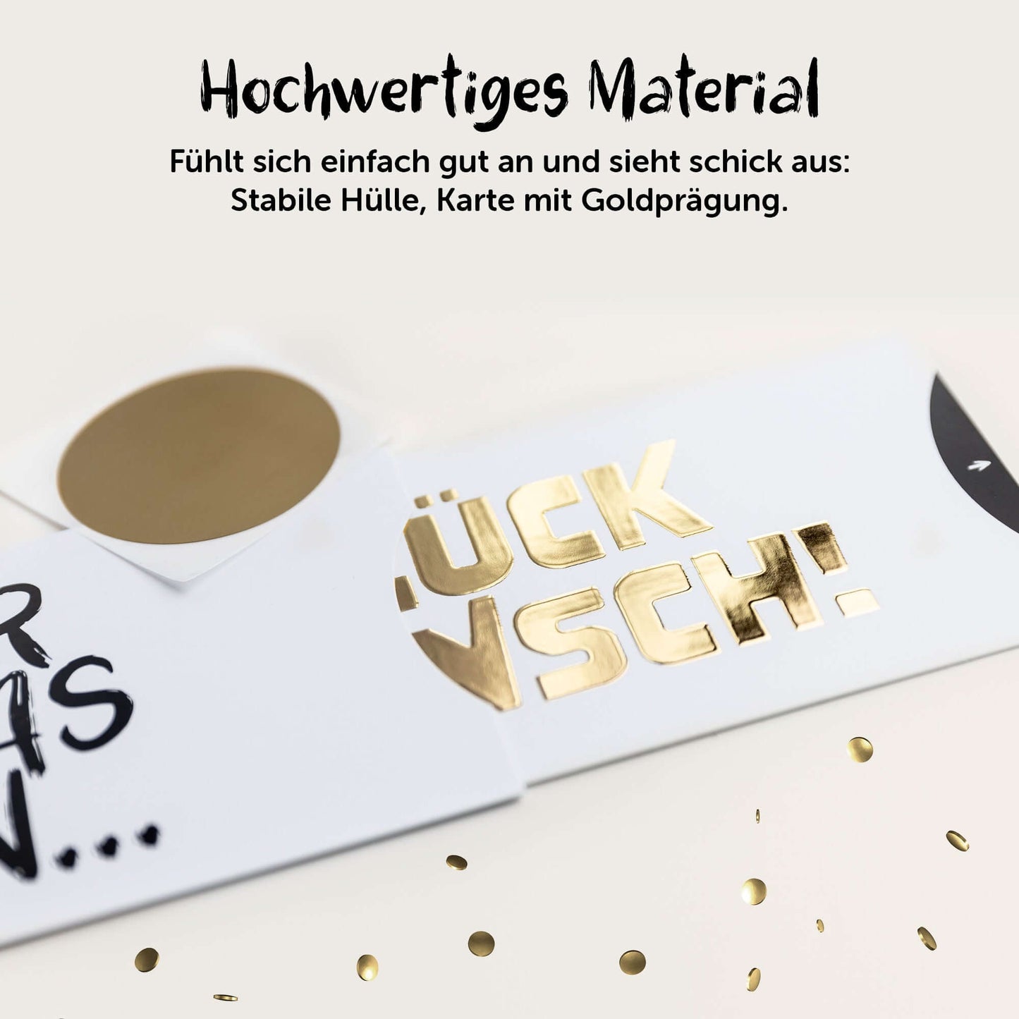 Hochwertige Glückwunschkarte mit Golddruck in stabiler Hülle und originellem Design.