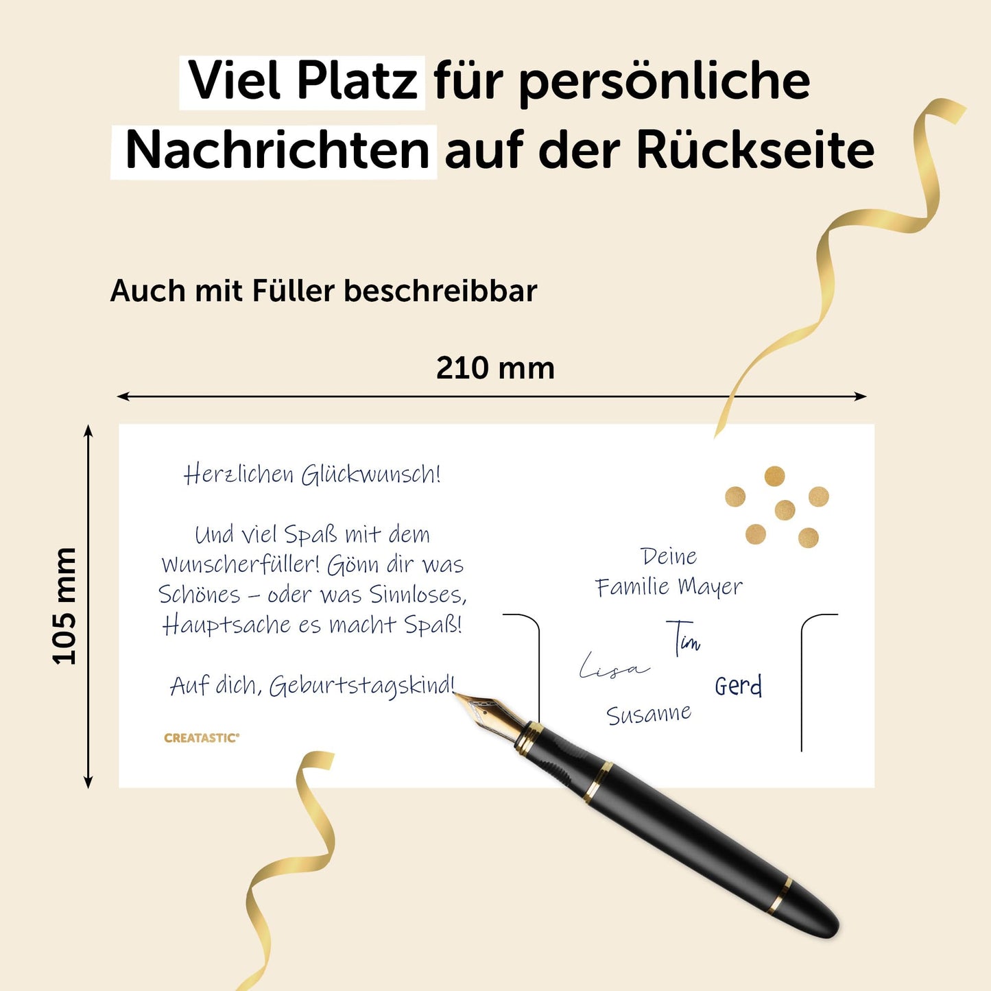 Happy Birthday Geburtstagskarte, Geldgeschenk Geburtstag, Hülle (Schuber) und goldenem Kuvert, DIN lang