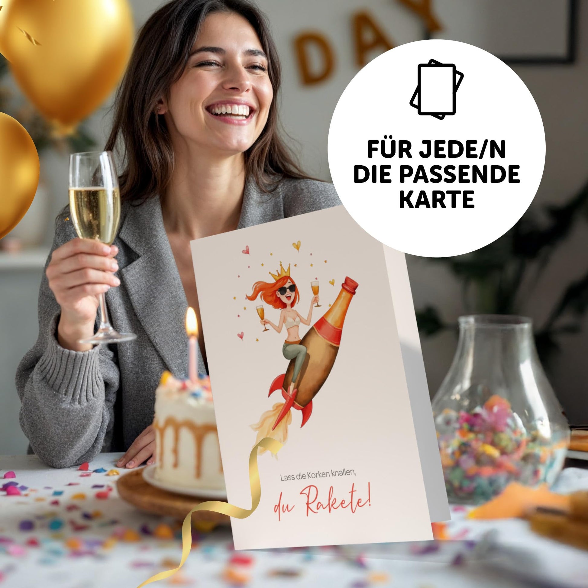 Lustige Geburtstagsklappkarte mit Raketenmotiv, perfekte Glückwünsche für jeden Anlass, DIN A6 Format.