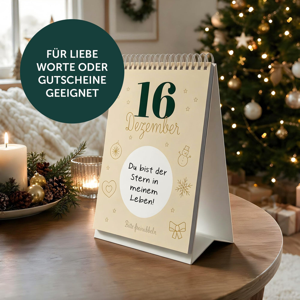 Gutschein Adventskalender 2026 mit 24 Rubbelaufkleber Weihnachtskalender