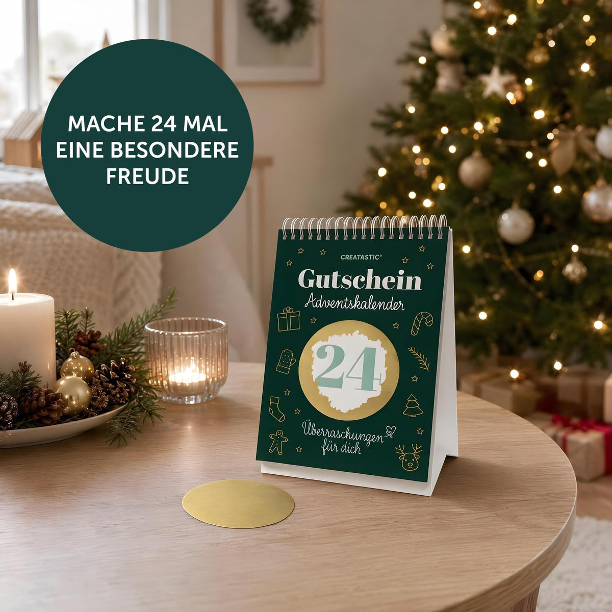 Gutschein Adventskalender 2026 mit 24 Rubbelaufkleber Weihnachtskalender