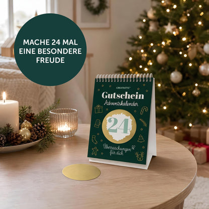 Gutschein Adventskalender 2026 mit 24 Rubbelaufkleber Weihnachtskalender