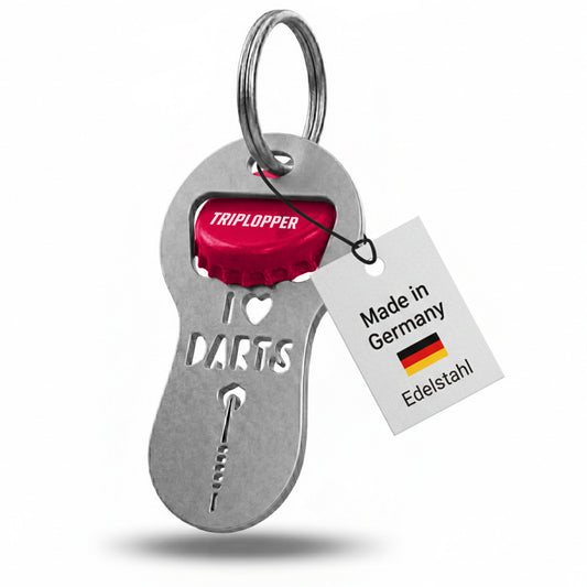 Triplopper Darts Schlüsselanhänger mit Flaschenöffner und Einkaufswagenlöser aus Edelstahl