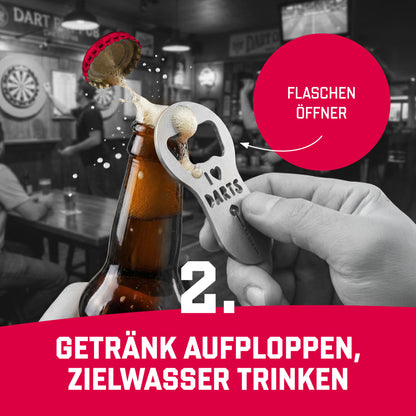 Triplopper Darts Schlüsselanhänger mit Flaschenöffner und Einkaufswagenlöser aus Edelstahl