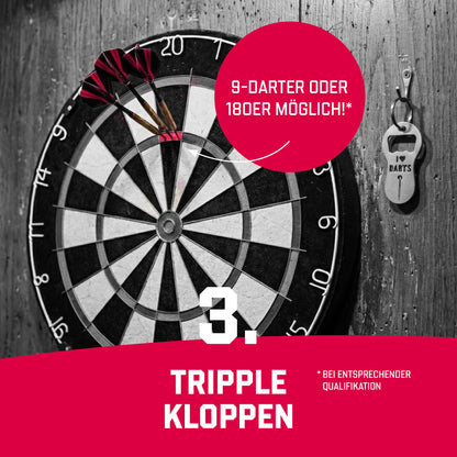Triplopper Darts Schlüsselanhänger mit Flaschenöffner und Einkaufswagenlöser aus Edelstahl