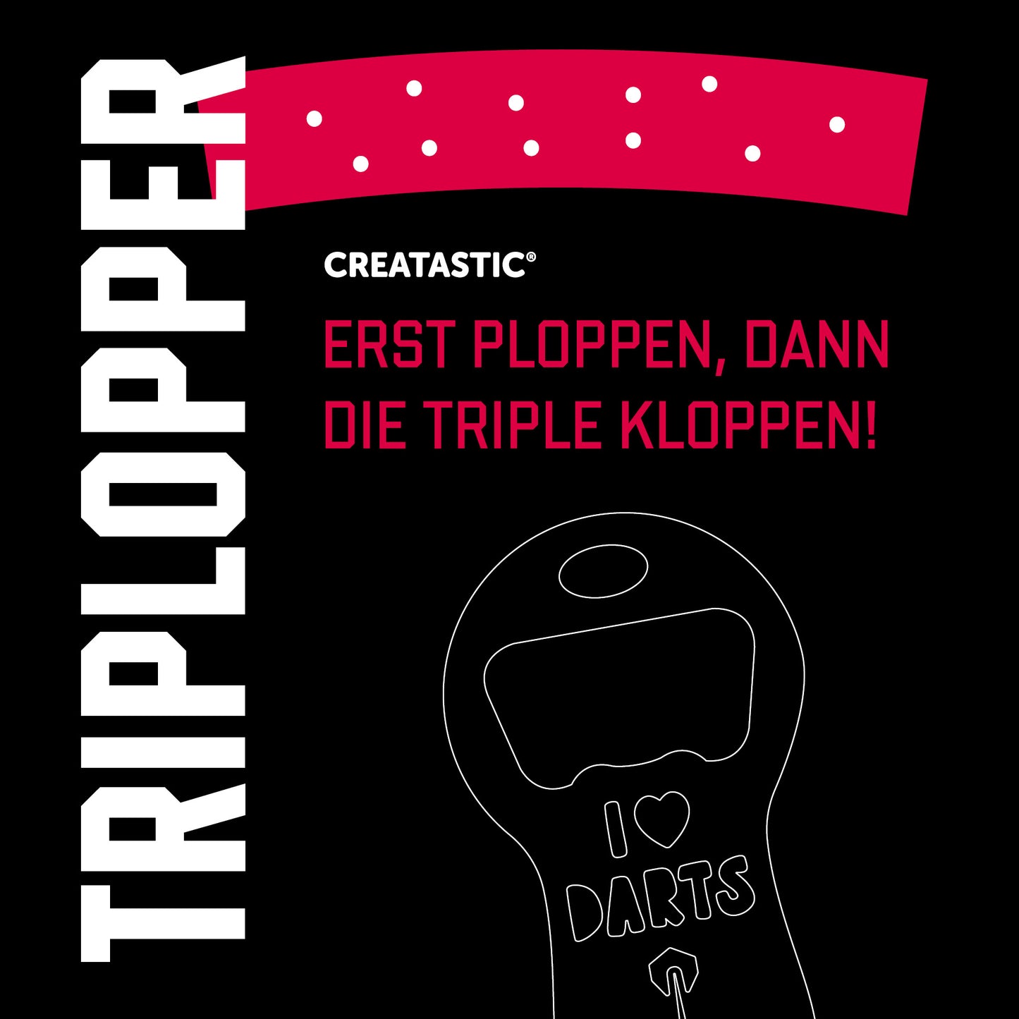 Triplopper Darts Schlüsselanhänger mit Flaschenöffner und Einkaufswagenlöser aus Edelstahl