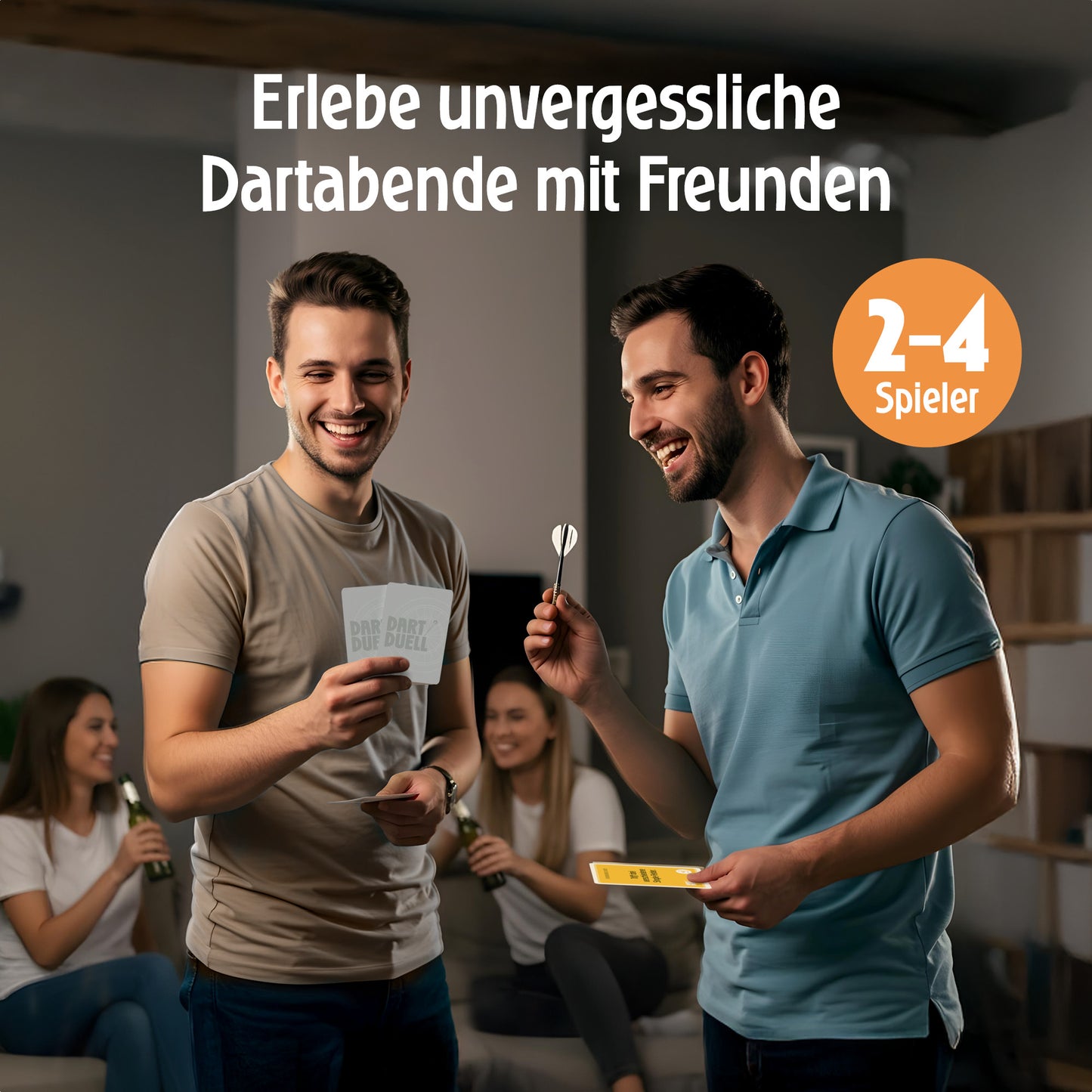 Dart Duell Kartenspiel, Dart Zubehör Kartenspiele Geschenk, 48 Aufgaben in 3 Schwierigkeitsstufen, hochwertiger 400 g/qm Quartett Karton