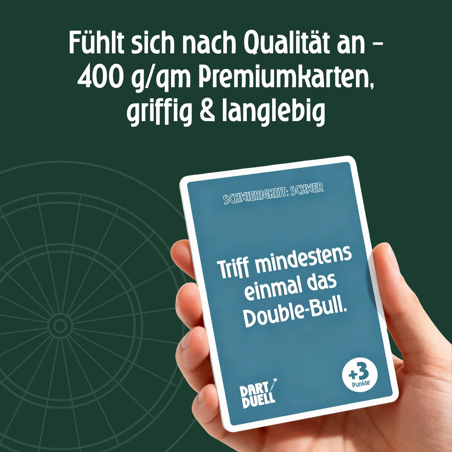 Dart Duell Kartenspiel, Dart Zubehör Kartenspiele Geschenk, 48 Aufgaben in 3 Schwierigkeitsstufen, hochwertiger 400 g/qm Quartett Karton