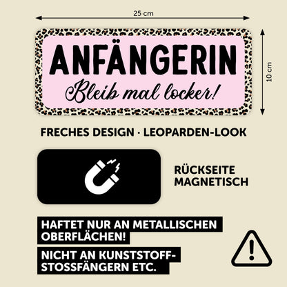 Fahranfängerin Führerschein bestanden Magnetschild Auto, 25 x 10 cm, bis 200 km/h, Führerschein Geschenk