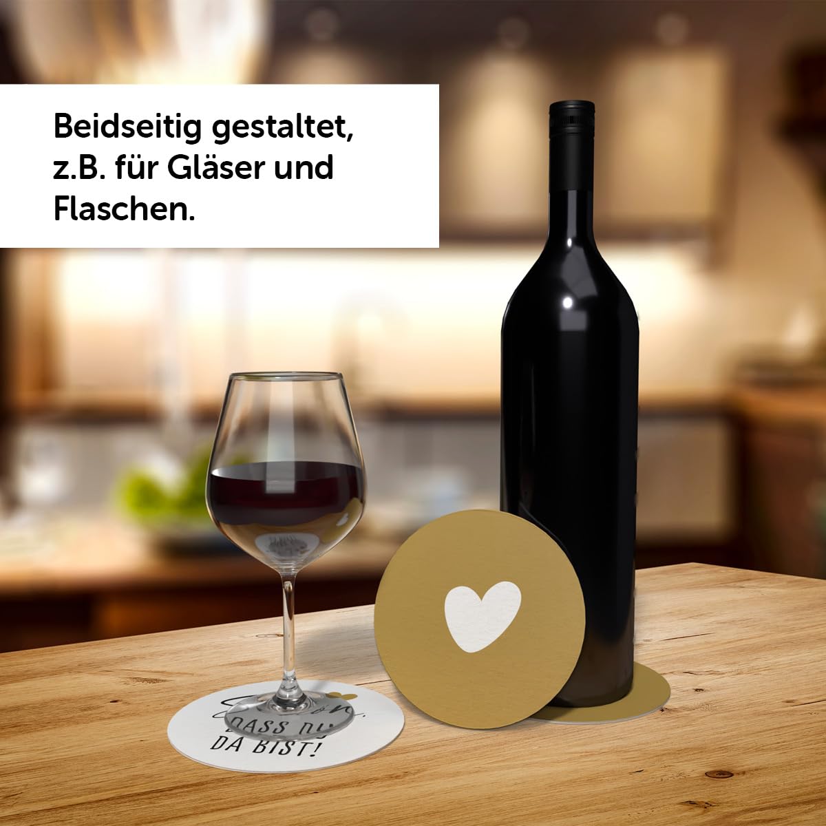 Bierdeckel Untersetzer beidseitig gestaltet, Ø 10 cm, ideal für Gläser und Flaschen. 30 Stück Set.