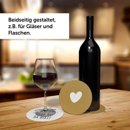 Bierdeckel Untersetzer beidseitig gestaltet, Ø 10 cm, ideal für Gläser und Flaschen. 30 Stück Set.