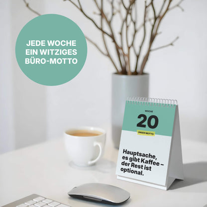 Lustiger Tischkalender im DIN A6 Format mit witzigem Büro-Motto für gute Laune am Arbeitsplatz.