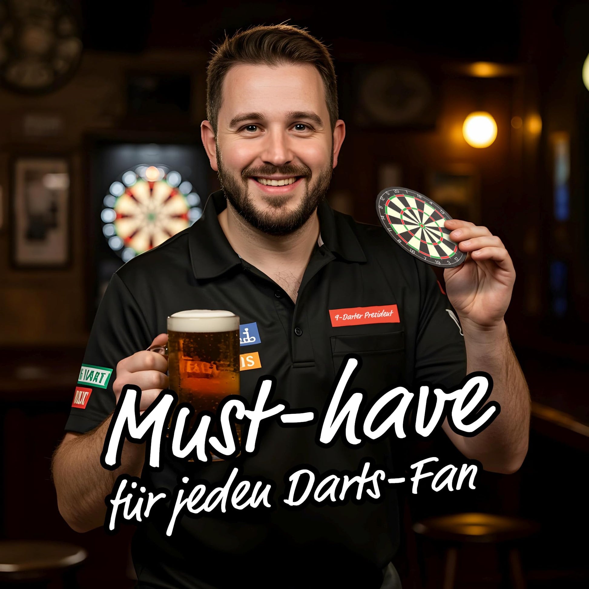 Dart Bierdeckel 12er-Set – beidseitig bedruckt mit Dartscheibe & Spruch | Dart Deko & Geschenkidee