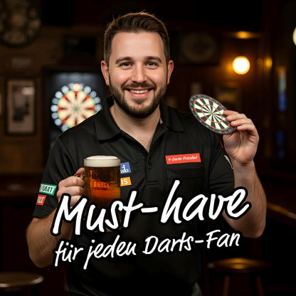 Dart Bierdeckel 12er-Set – beidseitig bedruckt mit Dartscheibe & Spruch | Dart Deko & Geschenkidee