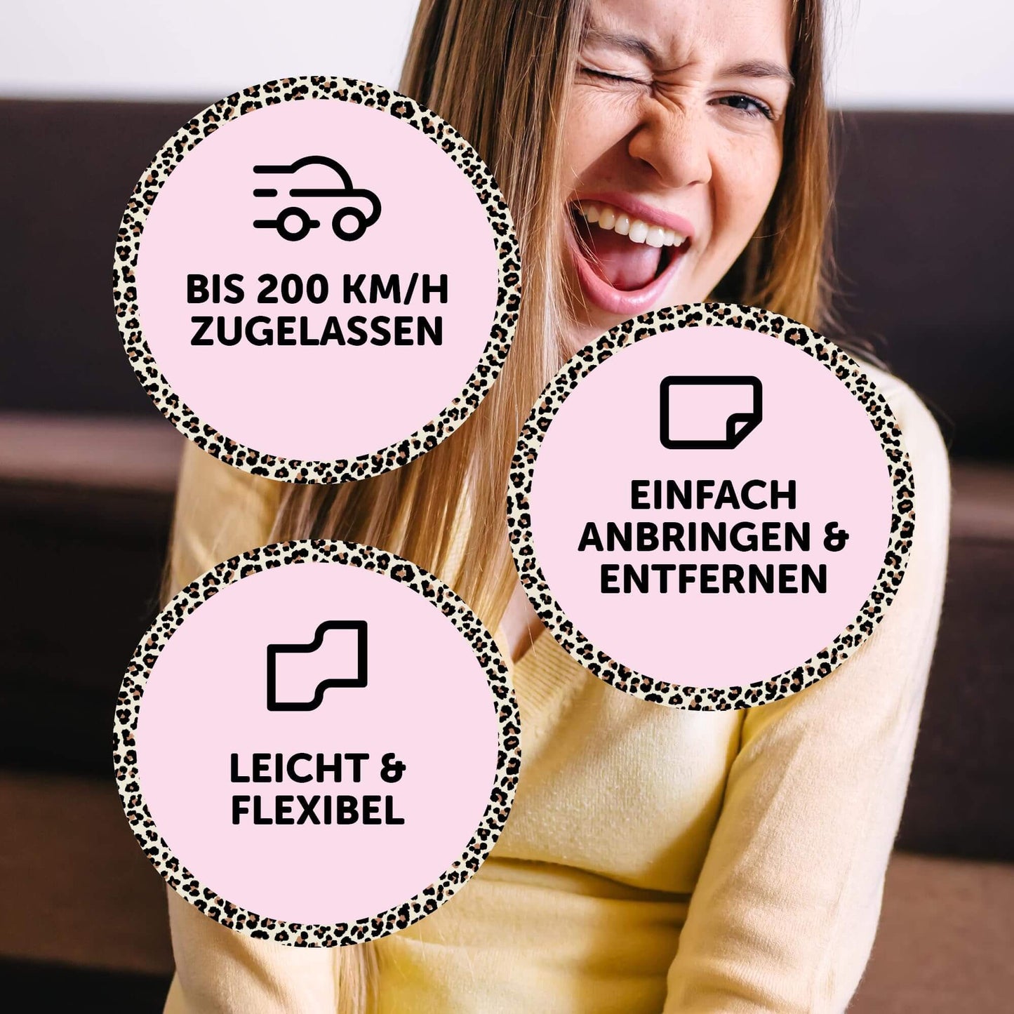 Eigenschaften des Magnetschildes: zugelassen für 200 km/h, einfach anzubringen und zu entfernen, leicht und flexibel.
