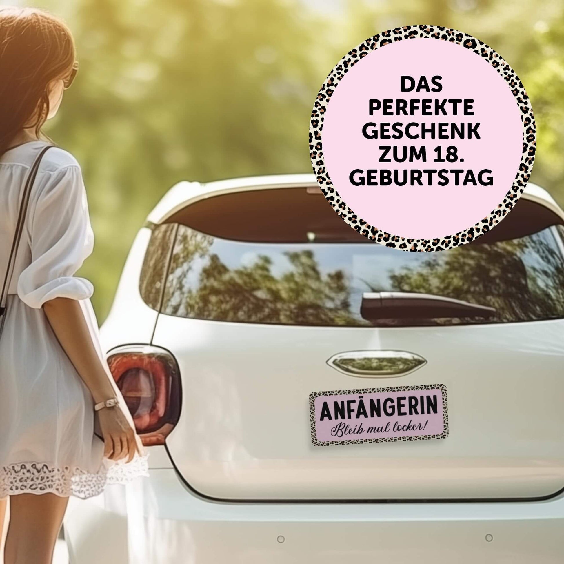 Fahranfängerin Magnetschild Auto für den 18. Geburtstag, sichtbar und stilvoll, Geschenkidee für neue Fahrerinnen.