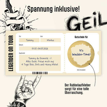 Geile Zeit Gutschein zum selber ausfüllen, Karte mit Golddruck, Schuber und Rubbelaufkleber, DIN lang