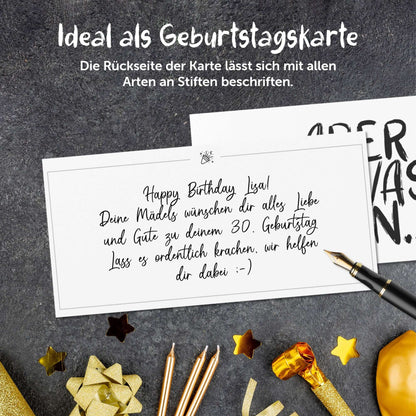 Glückwunschkarte mit persönlicher Nachricht, ideal als Geburtstagskarte, um Liebe und Glück zu übermitteln.