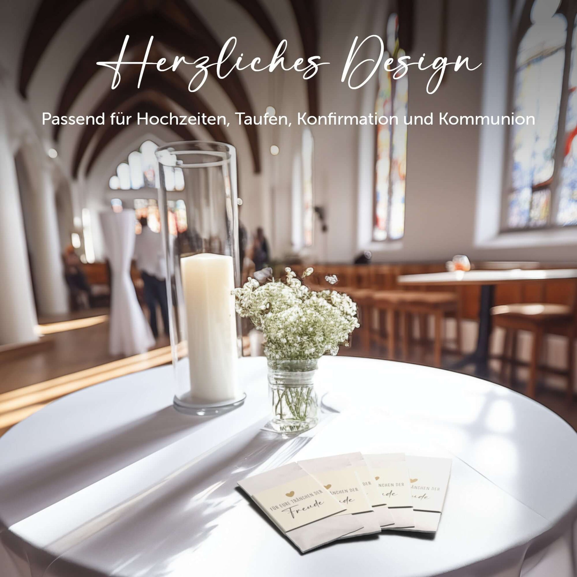 Elegantes Design für Hochzeiten und Feiern, mit frischen Blumen und Kerze auf einem festlichen Tisch.