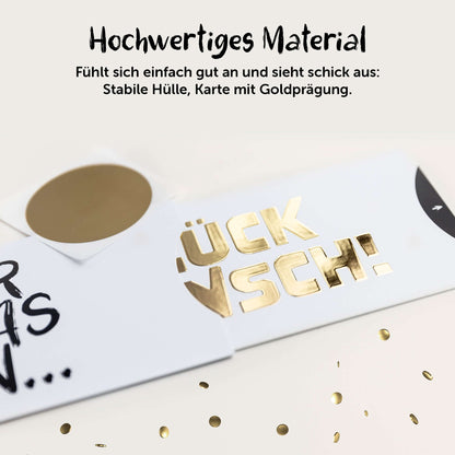 Hochwertige Glückwunschkarte mit Golddruck in stabiler Hülle und originellem Design.