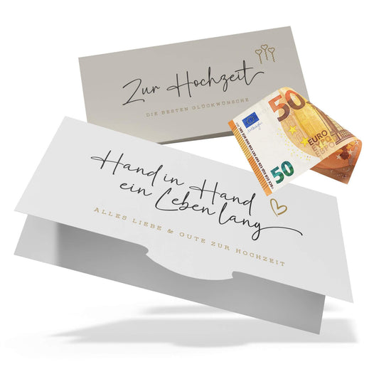 Hochzeitskarte im DIN-lang-Format für Geldscheine, elegantes Design für Geldgeschenke zur Hochzeit.