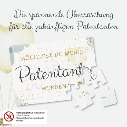 Puzzle zur Anfrage an zukünftige Patentante, 24 Teile, kreative Geschenkidee für emotionale Momente.