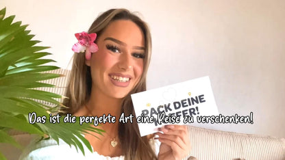 Reise Gutschein mit Hülle (Schuber), Karte mit Golddruck und Rubbelaufkleber, DIN lang