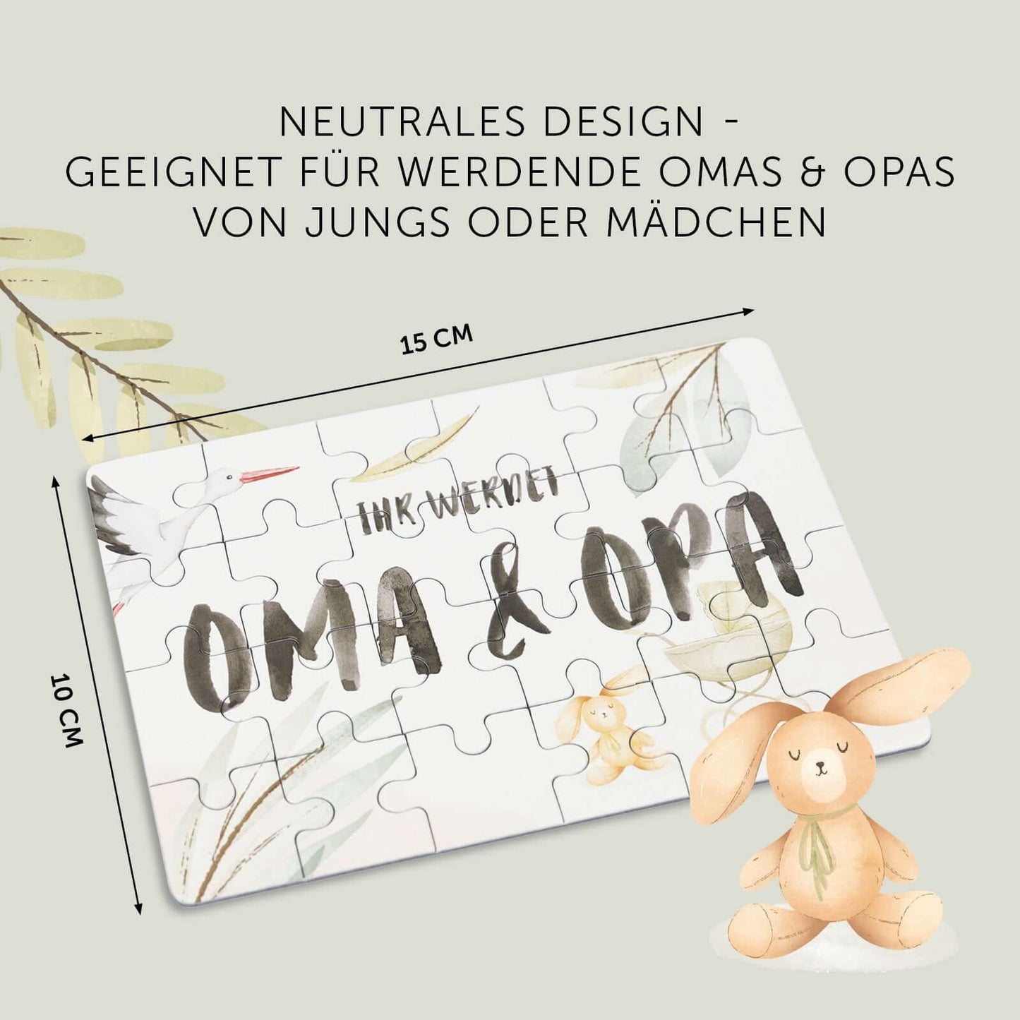 Puzzle zur Schwangerschaftsverkündung für Oma und Opa, neutrales Design, 24 Teile, liebevolles Geschenk.